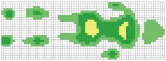 点で支えるマットレスの体圧分散図(仰向け寝)